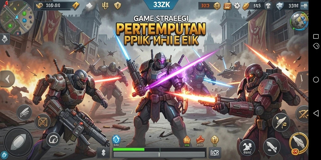 Tampilan gameplay mendebarkan dalam 33ZK yang menampilkan strategi perang.
