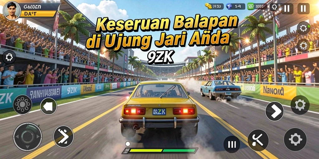 Gameplay 9ZK: Balapan mendebarkan dengan mobil cepat dan grafik menakjubkan.