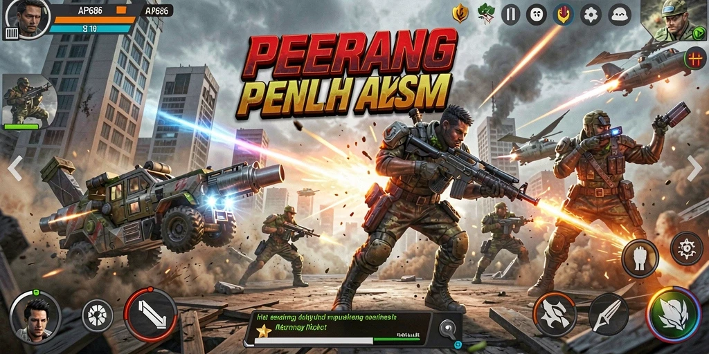 Tampilan gameplay AP686 dengan aksi seru dalam pertempuran.