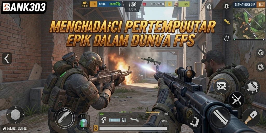 Tangkapan layar BANK303 menunjukkan pertarungan strategis di arena FPS.