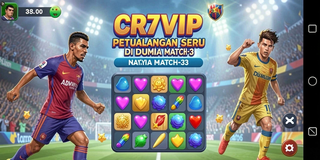 Screenshot utama CR7VIP menampilkan gameplay Match-3 yang seru.