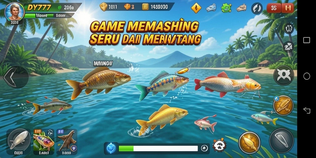 Tampilan gameplay DY777 yang menakjubkan saat memancing ikan.