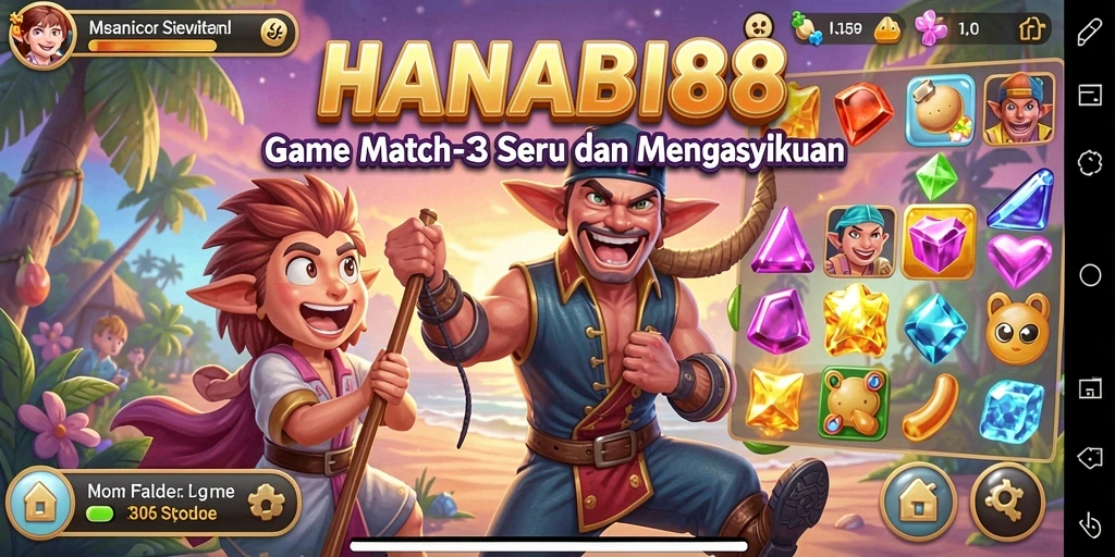 Tampilan gameplay HANABI88 yang seru dalam sesi Match-3.