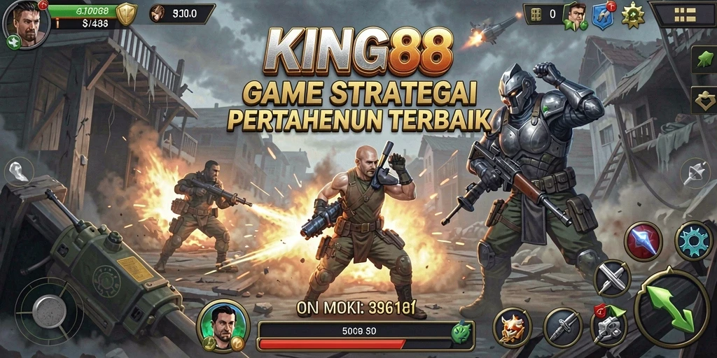 Screenshot utama KING88 menampilkan aksi peperangan yang mendebarkan.