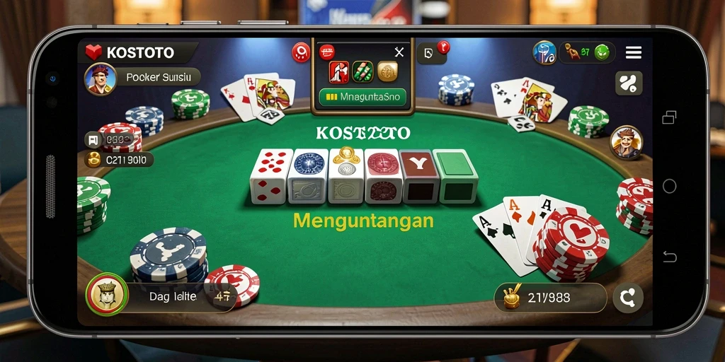 Tampilan gameplay KOSTOTO saat bermain poker seru dengan teman.