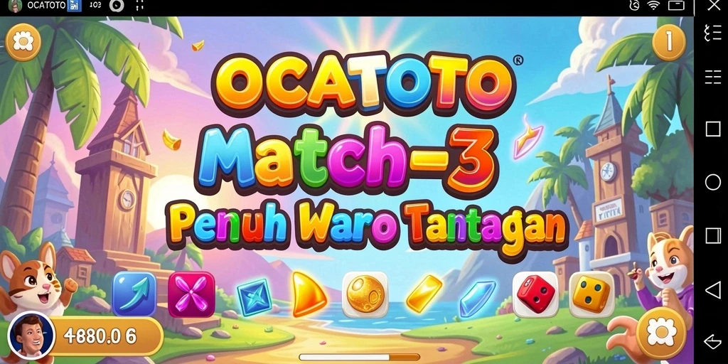 Tangkapan layar gameplay OCATOTO memperlihatkan aksi menarik dalam permainan Match-3.