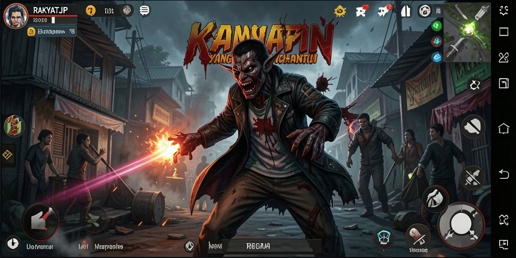 Tampilan gameplay RAKYATJP yang menakutkan dan mencekam.