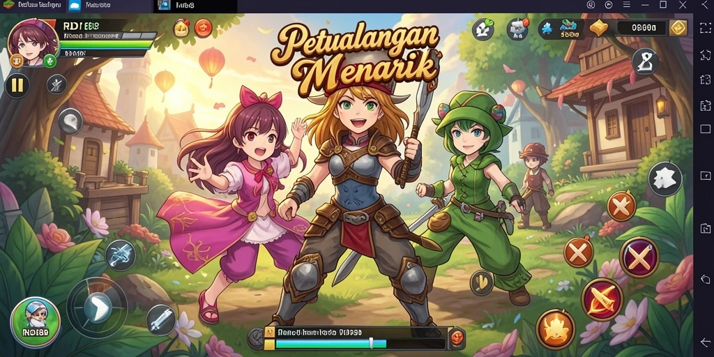 Screenshot gameplay RDI88 yang menunjukkan karakter anime bertarung.