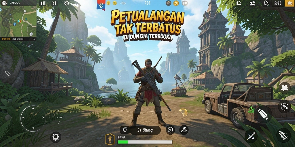 Screenshot gameplay RR666 yang menunjukkan aksi eksplorasi Open World.