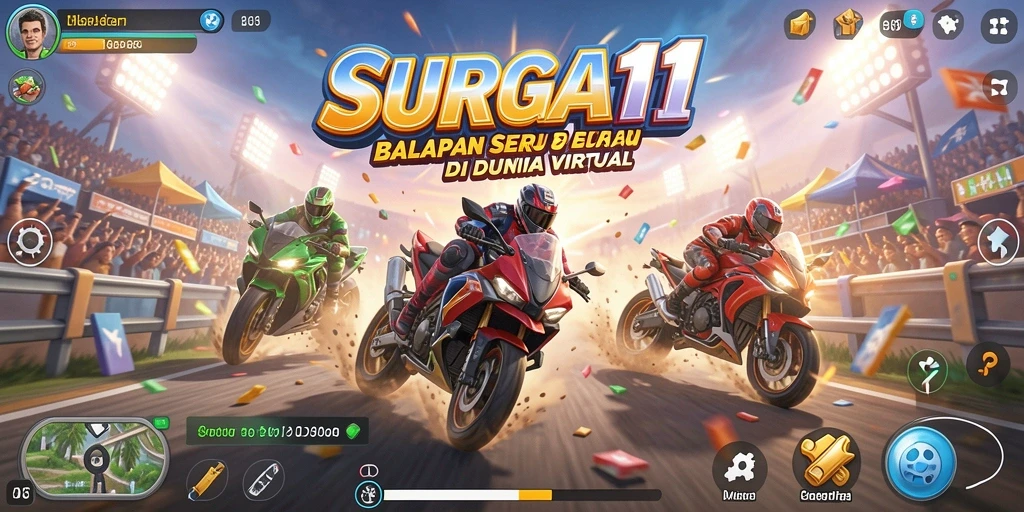 Tampilan luar biasa dari gameplay balapan SURGA11 yang mengasyikkan.