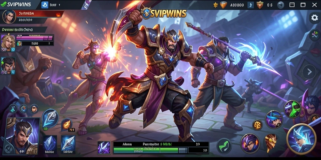 Tampilan gameplay intens saat bertarung di arena MOBA.