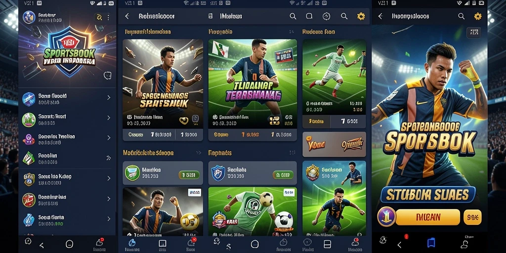 Antarmuka gameplay V21 yang menampilkan opsi taruhan olahraga.