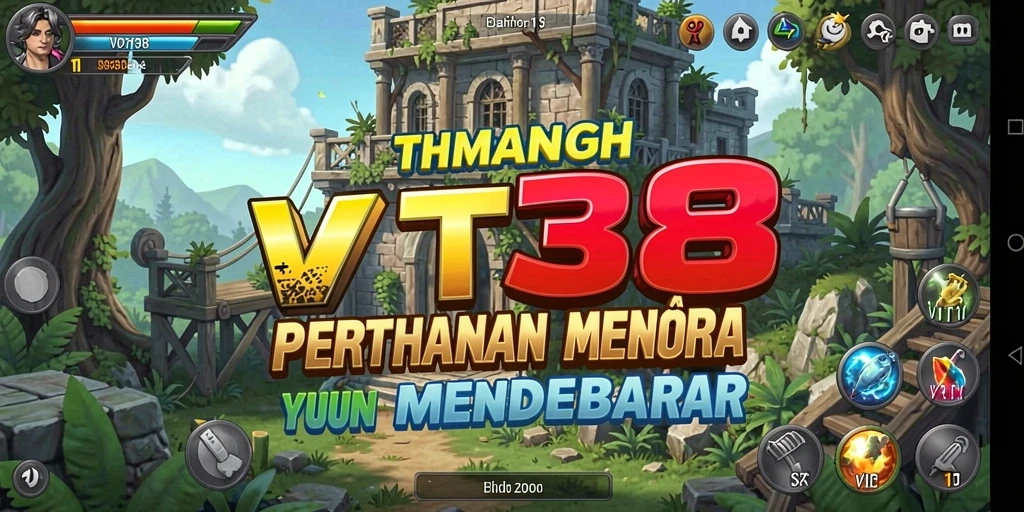 Screenshot gameplay Tower Defense dengan aksi menara yang mendebarkan.