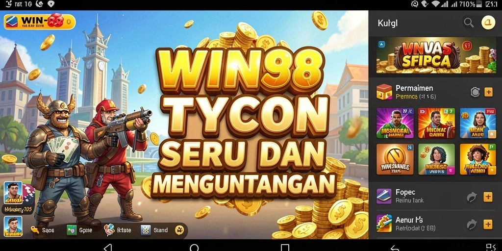 Screenshot gameplay WIN88 menampilkan aksi membangun kerajaan bisnis.