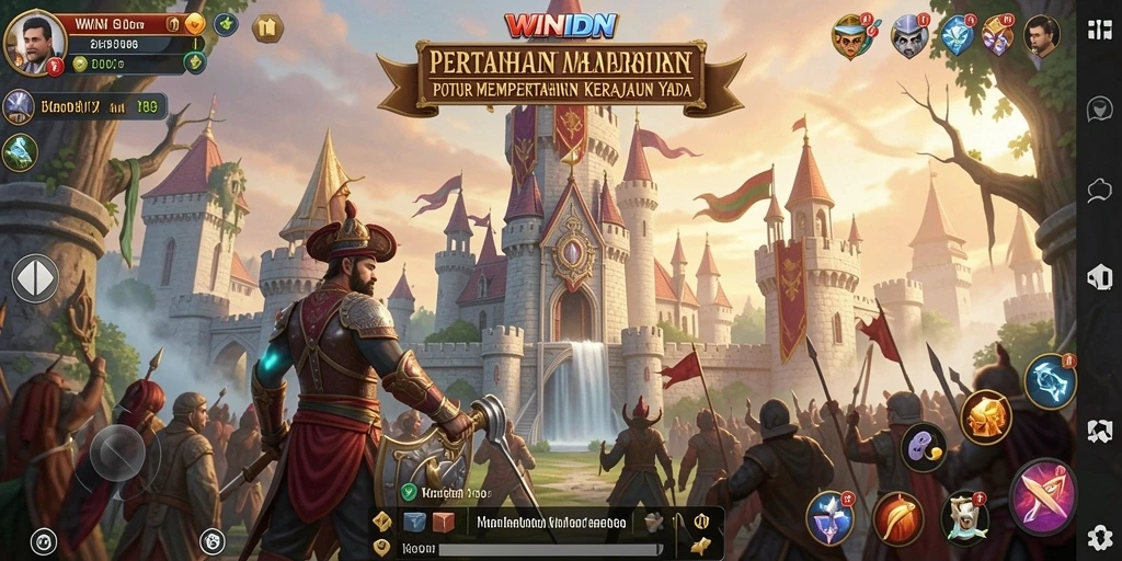 Screenshot gameplay WINIDN menampilkan menara bertahan melawan serangan musuh.