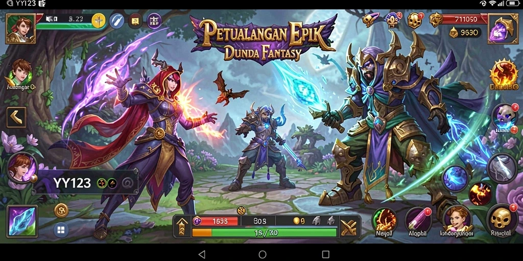 Tangkapan layar YY123 menampilkan aksi seru dalam pertempuran RPG yang mendebarkan.